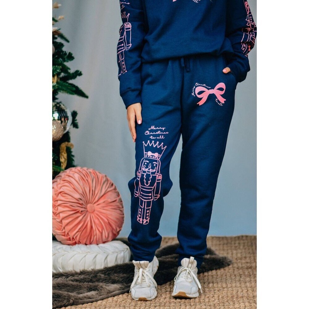 Nutcracker Bows Navy Joggers